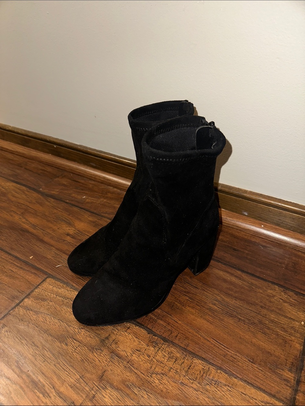 Black Suede Ankle Boots - Women's Fashion Booties